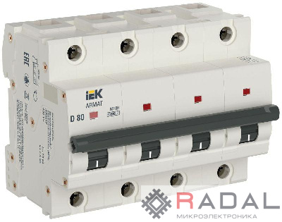 Выключатель автоматический модульный 4п D 80А M10H ARMAT IEK AR-M10H-4-D080
