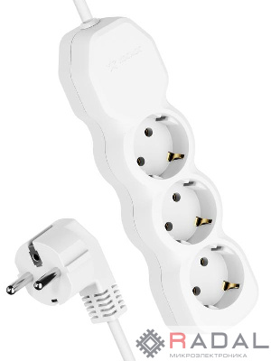 Удлинитель 3х3м с заземл. 10А IP20 ПВС 3х0.75 Космос YKsm3m-3g-Z(10A)P