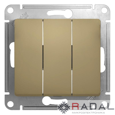 Механизм выключателя 3-кл. СП Glossa 10А IP20 (сх. 1+1+1) 10AX титан SchE GSL000431