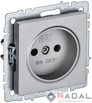 Розетка BRITE РС10-1-0-БрА 10А без заземл. без защ. шторок алюм. IEK BR-R10-10-K47
