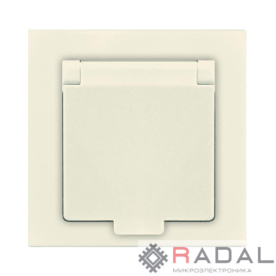 Розетка 1-м СП Афина 16А IP20 с заземл. с крышкой в сборе сл. кость (ivory) Universal A0029-I