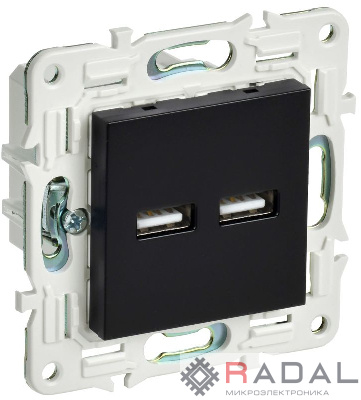 Розетка USB A+A 3.1А SKANDY SK-R15Bl черн. IEK SK-U21-D31-K02