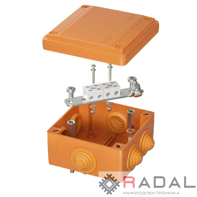 Коробка ответвительная FS 100х100х50мм 4р 450В 6А 4кв.мм с каб. вводами и клеммн. IP55 пластик. DKC FSB11404