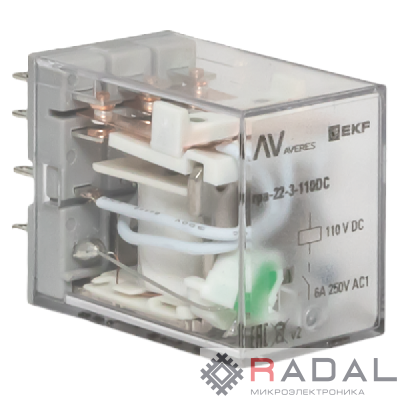 Реле промежуточное RPA 22/3 6A 110В DC AVERES EKF rpa-22-3-110DC