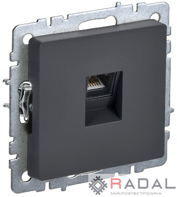 Розетка компьютерная СП RJ45 кат.5E BRITE РК10-БрГ графит IEK BR-K10-1-K53