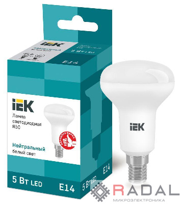 Лампа светодиодная ECO R50 5Вт 4000К бел. E14 450лм 230-240В IEK LLE-R50-5-230-40-E14