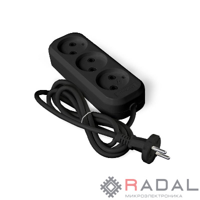 Удлинитель 3х2м без заземл. 6А IP20 У6-639М ПВС 2х0.75 черн. UNIVersal 2004