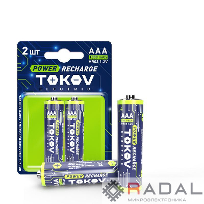 Аккумулятор ААА/HR03 1000мА.ч (блистер 2шт) TOKOV ELECTRIC TKE-NMA-HR03/B2