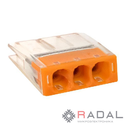 Клемма СМК 2273-243 (с пастой) 3 отверстия 0.5-2.5кв.мм (уп.100шт) PROxima EKF plc-smk-2273-243