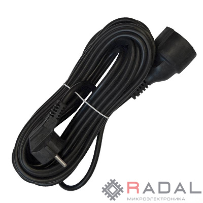 Удлинитель-шнур 1х10м с заземл. 16А IP20 ПВС 3х1 черн. DOMTOK 2360