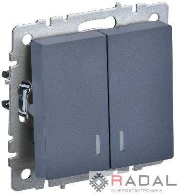 Выключатель 2-кл. СП BRITE ВС10-2-1-БрМ 10А с инд. маренго IEK BR-V20-1-10-K35