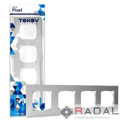 Рамка 4-м Pixel универс. алюм. TOKOV ELECTRIC TKE-PX-RM4-C03
