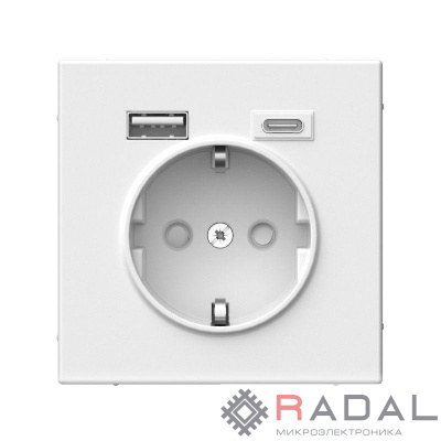 Розетка ArtGallery 16А с 2-мя заряд. устройствами USB A+C 5В/2.4А/3А 2х5В/1.5А механизм лотос SE GAL001332