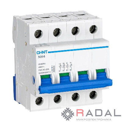 Выключатель нагрузки 4п 32А NH4 (R) CHINT 398046