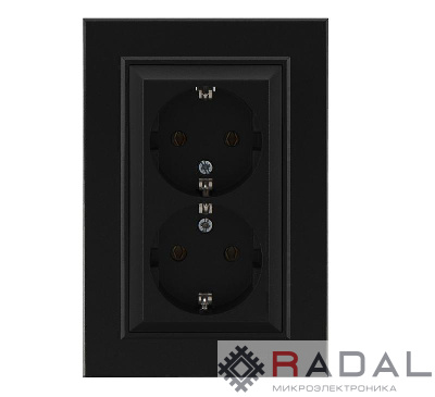Розетка двойная с заземления Karea черн. Makel 56054082