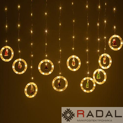Гирлянда светодиодная ENING-MG "Занавес Волшебство" 2.7х0.5м 120LED IP20 тепл. Бел. Эра Б0060414