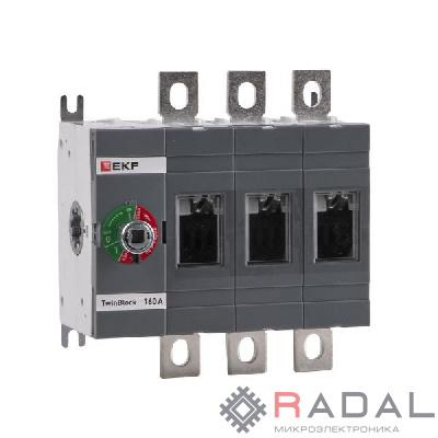 Рубильник 3п 160А без рукоятки управления TwinBlock PROxima EKF tb-s-160-3p