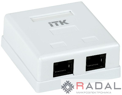 Розетка информационная RJ45 кат.5е UTP 2-порта настенная ITK CS2-1C5EU-22