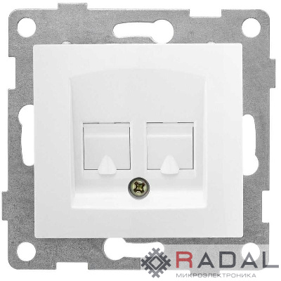 Розетка компьютерная + телефонная 2-м СП Bravo RJ45 + RJ12 механизм бел. GUSI С10КТ-001