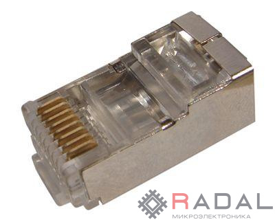 Джек комп. RJ45 8P-8C кат.5е (с экраном) (уп.100шт) REXANT 05-1023