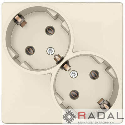 Розетка 2-м СП Simon24 16А IP20 2х2P+E Schuko без защ. шторок механизм сл. кость Simon 2450459-031