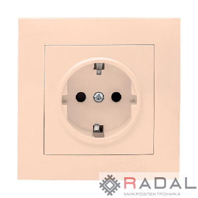 Розетка 1-м СП Валенсия 16А IP20 с заземл. защ. шторки крем. PROxima EKF EWR16-028-20