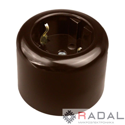 Розетка двухполюсная с ЗК R пластик корич. Bironi R1-101-22