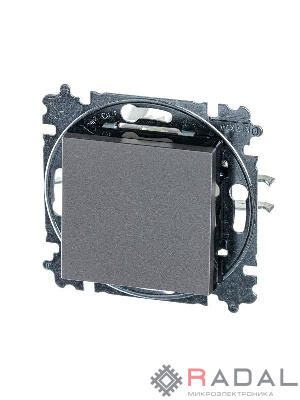 Выключатель 1-кл. СП Levit IP20 сталь/дым. черн. ABB 2CHH590145A6069