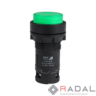 Кнопка с подсветкой OptiSignal Compact D22 С7-PL-B310 зел. 1НО 24В AC/DC XB7NW33B1 КЭАЗ 362090