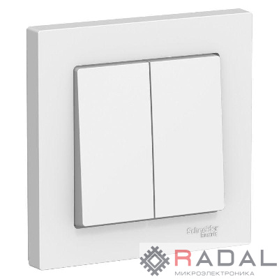 Выключатель 2-кл. СП AtlasDesign 10А IP20 (сх. 5) 10AX в сборе бел. SchE ATN000152