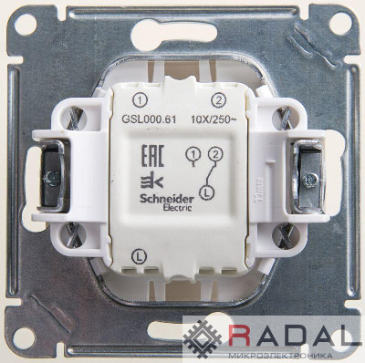Механизм переключателя 1-кл. СП Glossa 10А IP20 (сх. 6) 10AX перламутр. SchE GSL000661