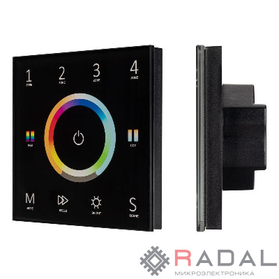 Панель Sens SMART-P67-MULTI Black (230В 4 зоны 2.4G) (IP20 пластик) Arlight 028322