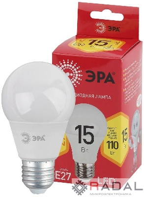 Лампа светодиодная RED LINE LED A60-15W-827-E27 R 15вт A60 груша 2700К тепл. бел. E27 Эра Б0046355