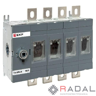 Рубильник 4п 160А без рукоятки управления TwinBlock EKF tb-s-160-4p