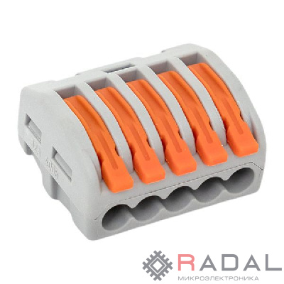 Клемма СМК-415 с рычагом 5 отверстий 0.08-2.5кв.мм (уп.100шт.) PROxima EKF plc-smk-415