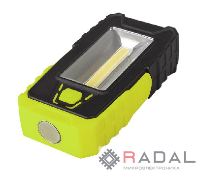 Фонарь светодиодный рабочий WL2-L2W/L03-gn 2COB(150лм)+3LED(30лм) IP44 яркий/эконом магнитное основание с вращением на 180град. ABS-пластик с прорезиненным покрытием 3хAAA (не в компл.) черн./зел. ФАZА 5023222