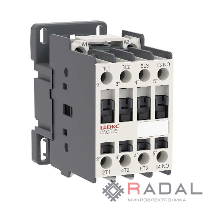 Контактор магнитный YON DSC025 25A 12.5кВт AC3 3P кат.220В AC 1НО YON DSC025-3C10A230