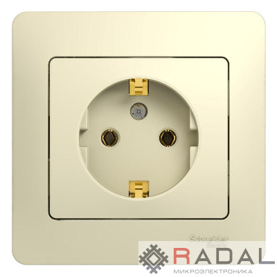 Розетка 1-м СП Glossa 16А IP20 с заземл. в сборе беж. SchE GSL000242