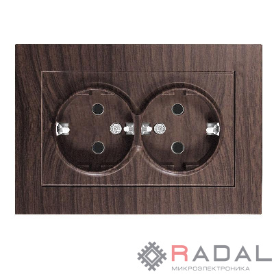 Розетка 2-м СП Афина 16А IP20 с заземл. в сборе венге Universal A0128-V