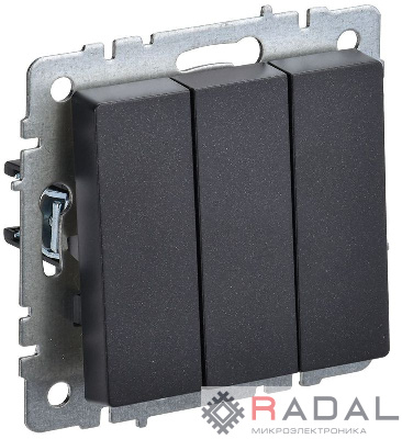 Выключатель 3-кл. СП BRITE ВС10-3-0-БрЧ 10А черн. IEK BR-V30-0-10-K02
