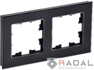 Рамка 2-м BRITE РУ-2-2-БрЧ стекло черн. IEK BR-M22-G-K02