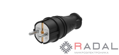 Вилка MultiSet 2К+З 16А/250В IP44 прямая каучуковая черн. SE MST4001BK