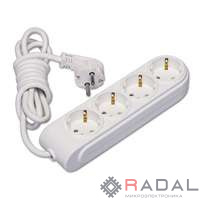 Удлинитель 4х5м с заземл. 16А защ. шторки Makel N4210063