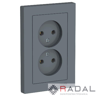 Розетка 2-м СП AtlasDesign 16А IP20 без заземл. в сборе грифель SchE ATN000720