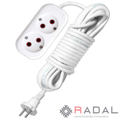 Удлинитель 2х2м без заземл. 6А IP20 У6-011М ПВС 2х0.75 UNIVersal 011М-02