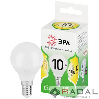 Лампа светодиодная GREEN LINE P45-10W-830-E14 GL 10Вт шар 3000К свет тепл. E14 Эра Б0067065