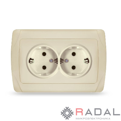 Розетка 2-м СП Маргарита 16А IP20 с заземл. сл.кость (ivory) UNIVersal М0128-I