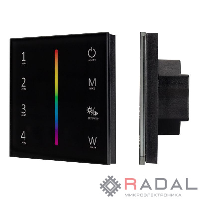 Панель Sens SMART-P30-RGBW Black (230В 4 зоны 2.4G) (IP20 пластик) Arlight 027104