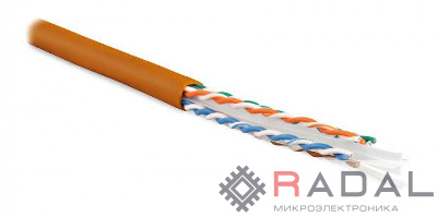 Кабель витая пара U/UTP кат.6 4х2х23AWG solid LSZH нг(А)-HF UUTP4-C6-S23-IN-LSZH-OR-305 оранж. 305м (м) Hyperline 47461