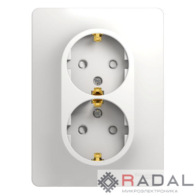 Розетка 2-м СП Glossa 16А IP20 с заземл. защ. шторки в сборе бел. SchE GSL000126